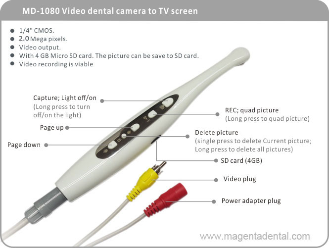 Video dental camera with SD memory card.